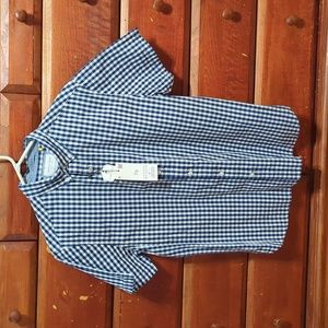 Men's Plaid Button Down Short Sleeve Medium M